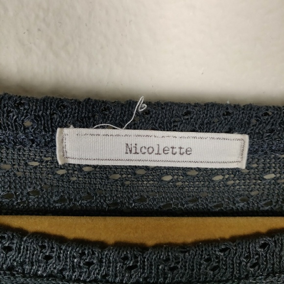 Nicolette charcoal gray open knit dolman sweater - Picture 5 of 6